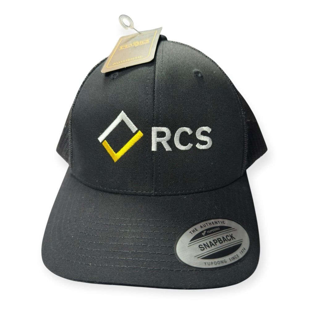 RCS Black Snapback Mesh Back Hat OSFM Adjustable BNWT‎